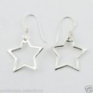 Sterling Silver .925 Stamped Petite Outline of Star Dangle Earrings  Brand New