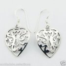 Sterling Silver .925 Stamped Curved Heart Polished Dangle Earrings  - Brand New