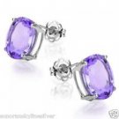 1 Carat Genuine Amethyst Earrings Platinum Over .925 Sterling Silver - New