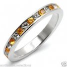 Sterling Silver 925 Stamped Top Grade Eternity Crystal Ring Size 9 Topaz Color