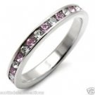 Sterling Silver 925 Stamped AAA Eternity Crystal Ring Size 8 Light Amethyst New