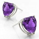 1.3 Carat TW Genuine Amethyst Heart Earrings Platinum over .925 Sterling Silver
