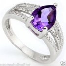 2.62 Carat Genuine Amethyst Ring Platinum over 925 Sterling Silver Size 7 New