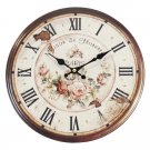 Shabby Chic MDF Wall Clock with Roman Numerals and Decorative Hands