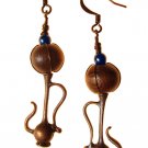 Genie Bottle Earring with Brown Bead   (+blue pearl bead)