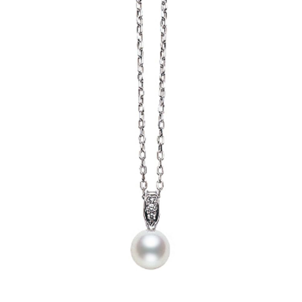 MIKIMOTO Akoya Pearls Diamond Pendant Necklace PP-11074MU from Japan NEW