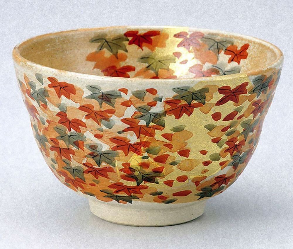 KUTANI YAKI Porcelain Bowl Chawan Kinpaku Kouyou Green Tea Cup Japan NEW