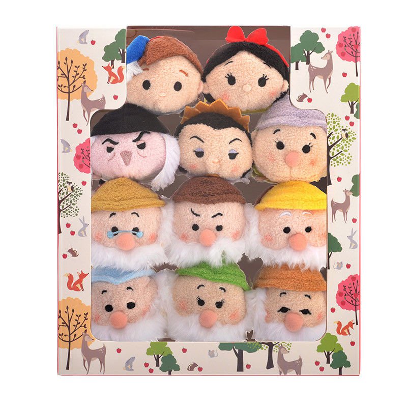 Disney Store Japan Snow White Seven Dwarfs Series Tsum Tsum Plush Doll Toy Set 