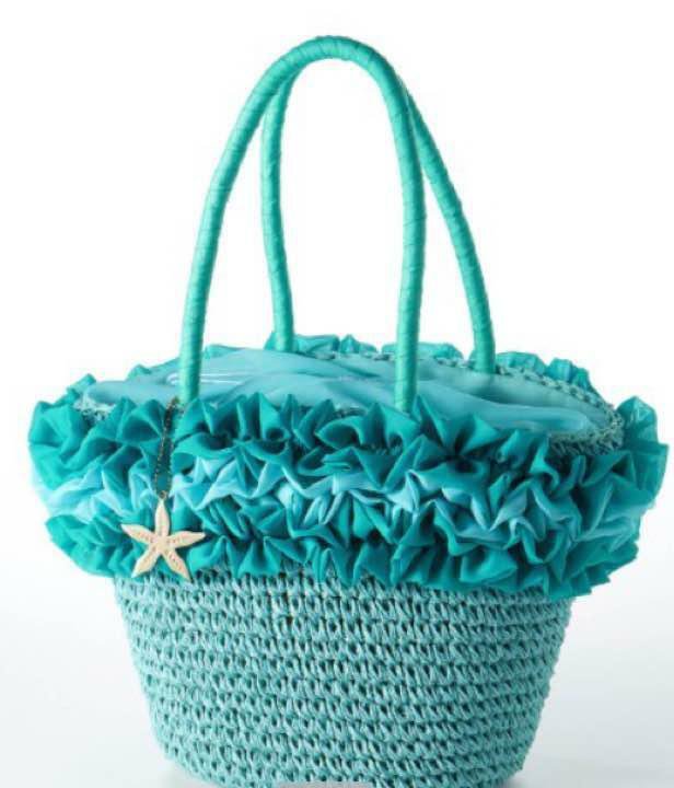 Disney Store Little Mermaid Ariel Green Basket Bag Frill Mesh Bag Hand Shoulder