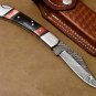 HAND MADE DAMASCUS STEEL POCKET FOLDING KNIFE - LOCK BACK 9" length AZ054