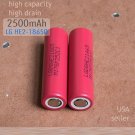 2 PCS LG HE2 18650 35 AMP High Drain 2500mah Rechargeable Battery Flat Top vape Mechanical Mods cig