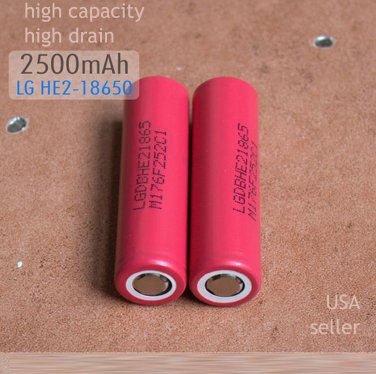 2 PCS LG HE2 18650 35 AMP High Drain 2500mah Rechargeable Battery Flat Top vape Mechanical Mods cig