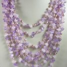 8 Strand Purple Amethyst Pink Rose Quartz Amethyst Necklace