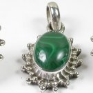 Green Malachite Pendant and Earrings Set in Sterling Silver