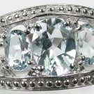 3 Turquoise Aquamarine Ring in Sterling Silver
