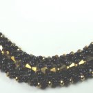handcrafted Bronze and Black Crystal and Seed Bead Bracelet