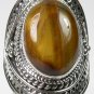 large Brown Tigers Eye Ring in Sterling Silver size 7