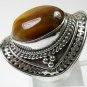 large Brown Tigers Eye Ring in Sterling Silver size 7