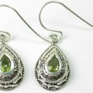 Teardrop Green Peridot Earrings in Sterling Silver
