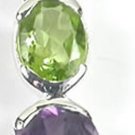 Green Peridot Moonstone Purple Amethyst Pendant in Sterling Silver