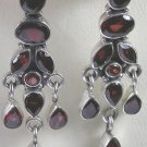 Chandelier Red Garnet Earrings in Sterling Silver