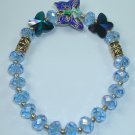Blue Cloisonne and Blue Crystal Stretch Bracelet
