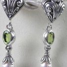 Green Peridot White Pearl Earrings in Sterling Silver