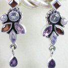 Red & Blue Multigem Earrings in Sterling Silver