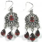 Chandelier Red Garnet Earrings in Sterling Silver