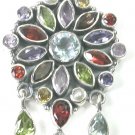 Green purple Multigem Pendant in Sterling Silver