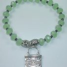 handcrafted Green Crystal Stretch Bracelet withSilver Plated Lock
