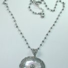 Grey Gunmetal Pyrite Pearly White Mother of Pearl and Marcasite Sterling Silver Necklace