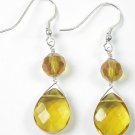handcrafted Yellow Crystal Earrings in Sterling Silver