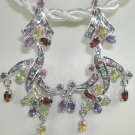 Red Green Blue Multigem Earrings in Sterling silver