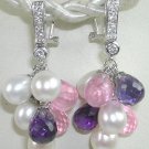 Pink Purple Pearl Quartz Sterling Silver Earrings