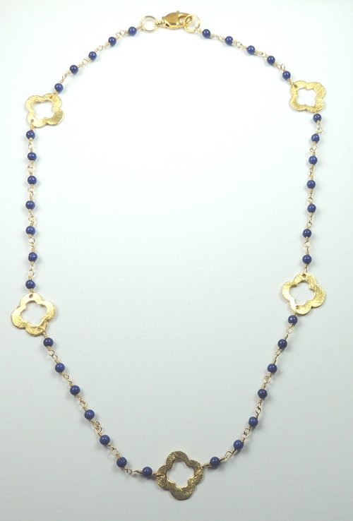 Handcrafted Fancy Blue Lapis Gold Plated Necklace