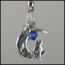 Sailor Moon Luna ~ Cat on a Crescent Moon Key Chain (Dark-Blue)