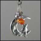 Sailor Moon Luna ~ Cat on a Crescent Moon Key Chain (Dark-Orange)