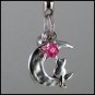 Sailor Moon Luna ~ Cat on a Crescent Moon Key Chain (Dark-Pink)