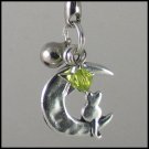 Sailor Moon Luna ~ Cat on a Crescent Moon Key Chain (Green-Yellow)