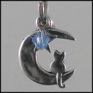 Sailor Moon Luna ~ Cat on a Crescent Moon Key Chain (Light-Blue)