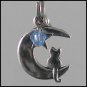 Sailor Moon Luna ~ Cat on a Crescent Moon Key Chain (Light-Blue)