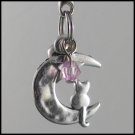 Sailor Moon Luna ~ Cat on a Crescent Moon Key Chain (Light-Pink)