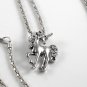 Silver Rhodium Unicorn with Roses White Necklace