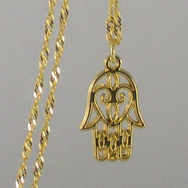 Gold Plated Hansa Hand Charm Necklace