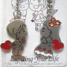 Stainless Steel Wedding Boyfriend / Girlfriend Couple Key Chains - Bride & Groom