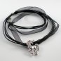 Silver Rhodium Unicorn with Roses Black Ribbon Necklace
