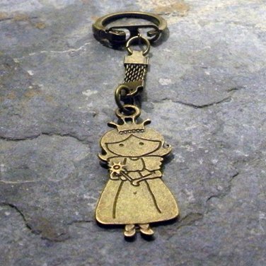 Double-sided Crown Princess Bronze Key Chain