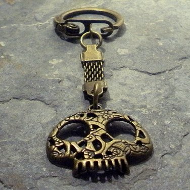 Decorative Skull Bronze Key Chain