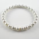 [01] [Silver] Kamala Glass Pearl Elastic Bracelet - White